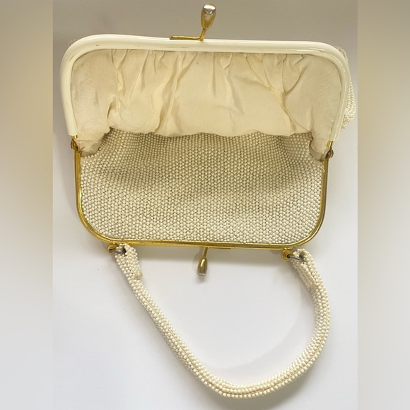 Vintage White cream Beaded Handbag - Picture 5 of 10